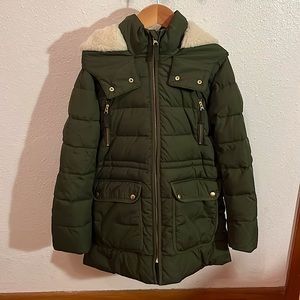 J crew green puffer coat girls large